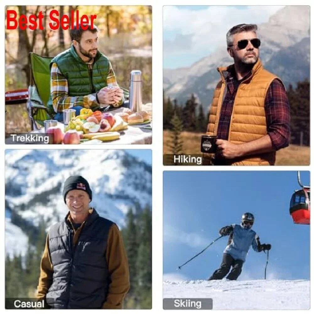 Men's Lightweight Puffer Vest Water-Resistant Golf Outdoor Winter Sleeveless
